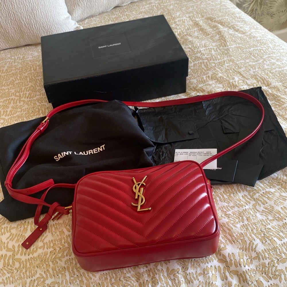 Yves Saint Laurent YSL Lou Camera Crossbody Red Bag